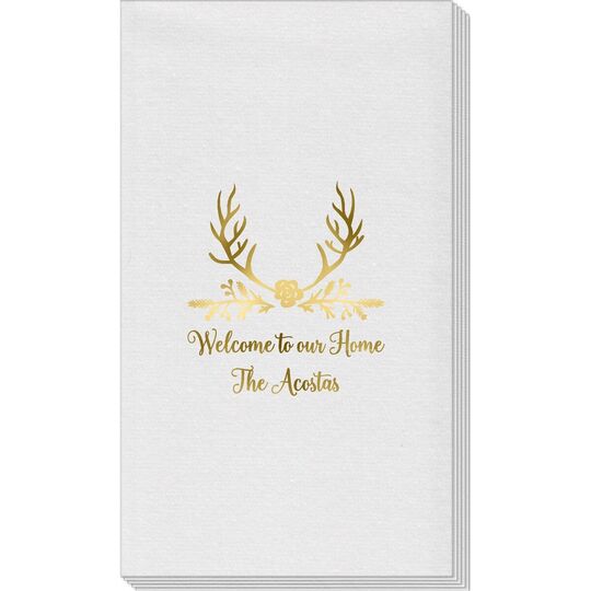 Pine Berry Antlers Linen Like Guest Towels